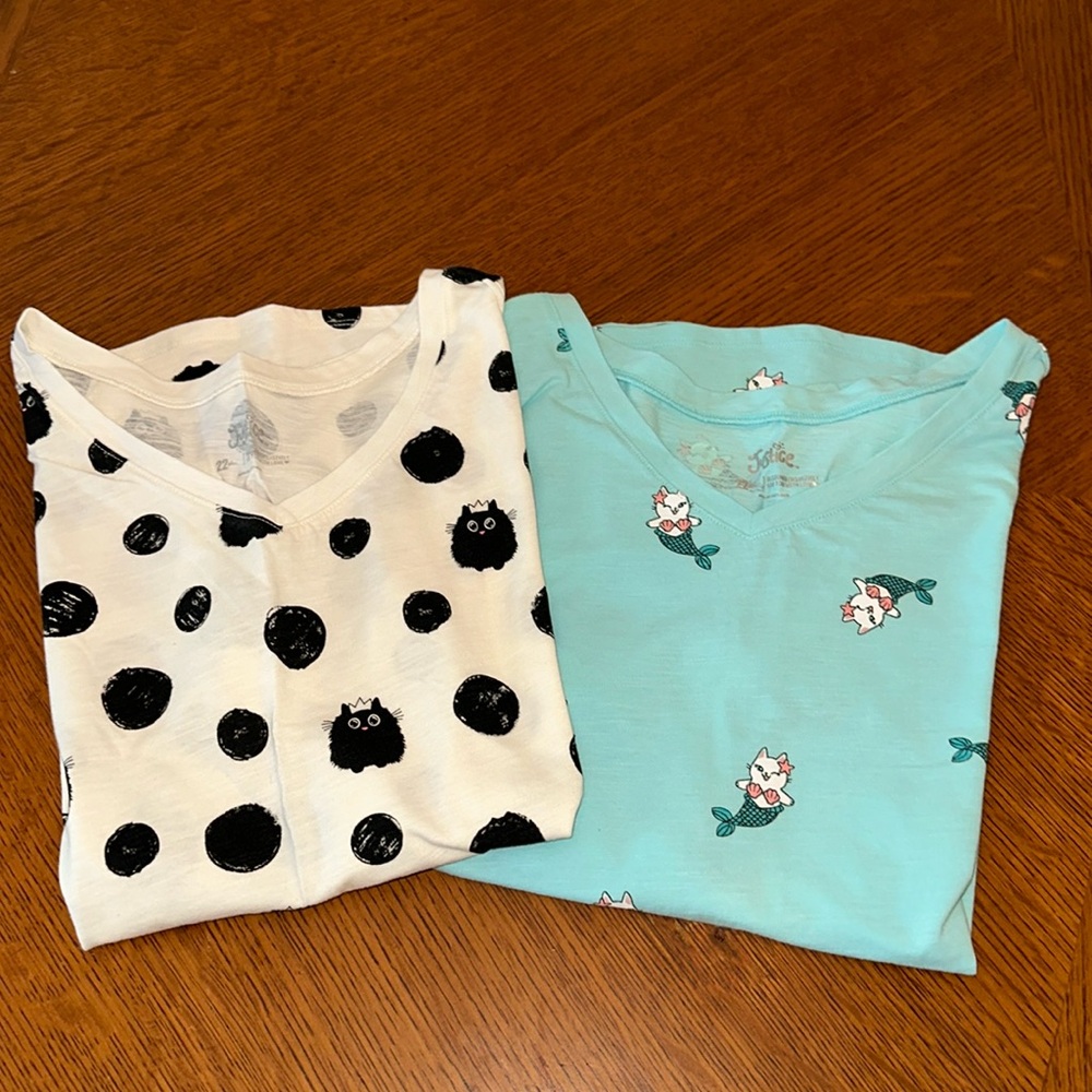 New Girls Justice Cat Mermaid Purrmaid Shirts Bundle of 2 Plus size 22